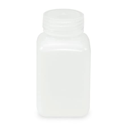 Globe Scientific Diamond RealSeal Bottle, Wide Mouth, Square, HDPE with PP Closure, 250mL, 12PK 7180250